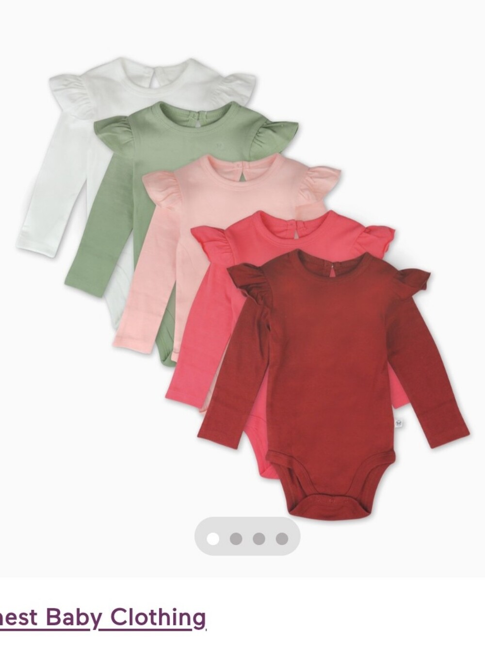 0-3 Month Honest Baby Clothing5-Pack Organic Cotton Long Sleeve Ruffle Bodysuit